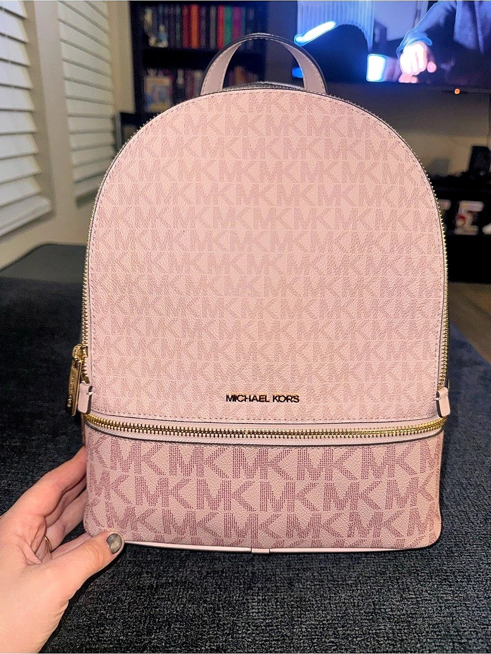 Michael Kors Rhea Medium Logo Backpack Powder Blush Pink